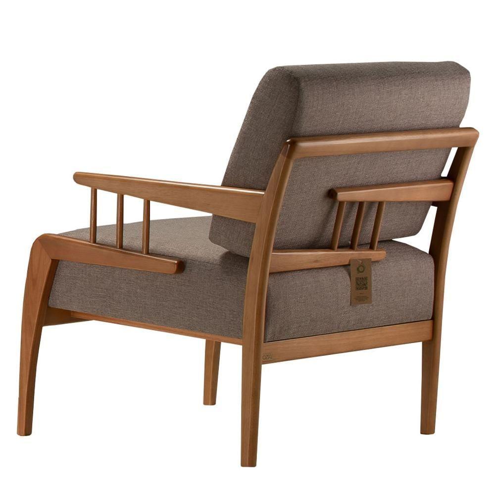 Poltrona Com Braço Pinau Ozki 70 Cm (largura) Madeira Eucalipto Cedro Tecido Verde C - 7