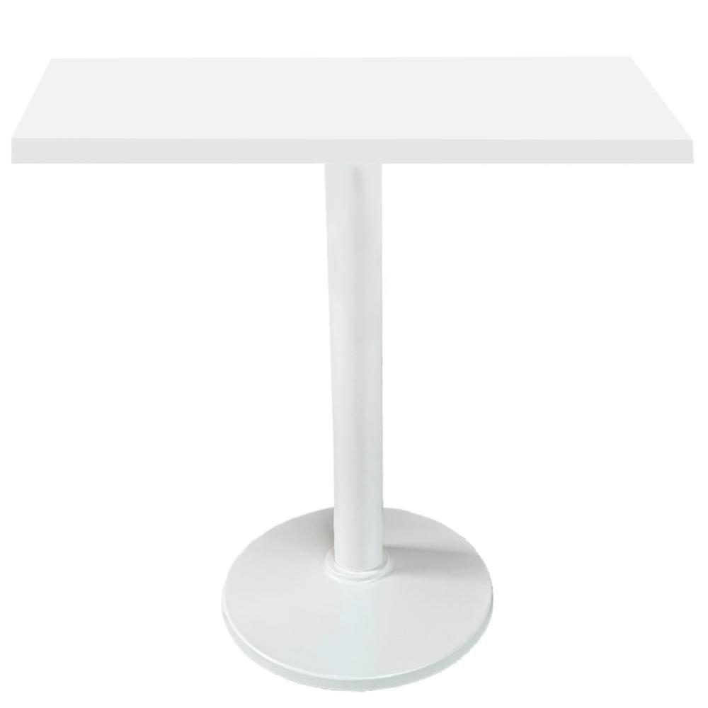 Mesa Zeta Ferro Branco 75 Cm (alt) Disco Redondo Tampo Mdp Quadrado 80 Cm (larg) X 2,50 Cm Alt Branco - 1