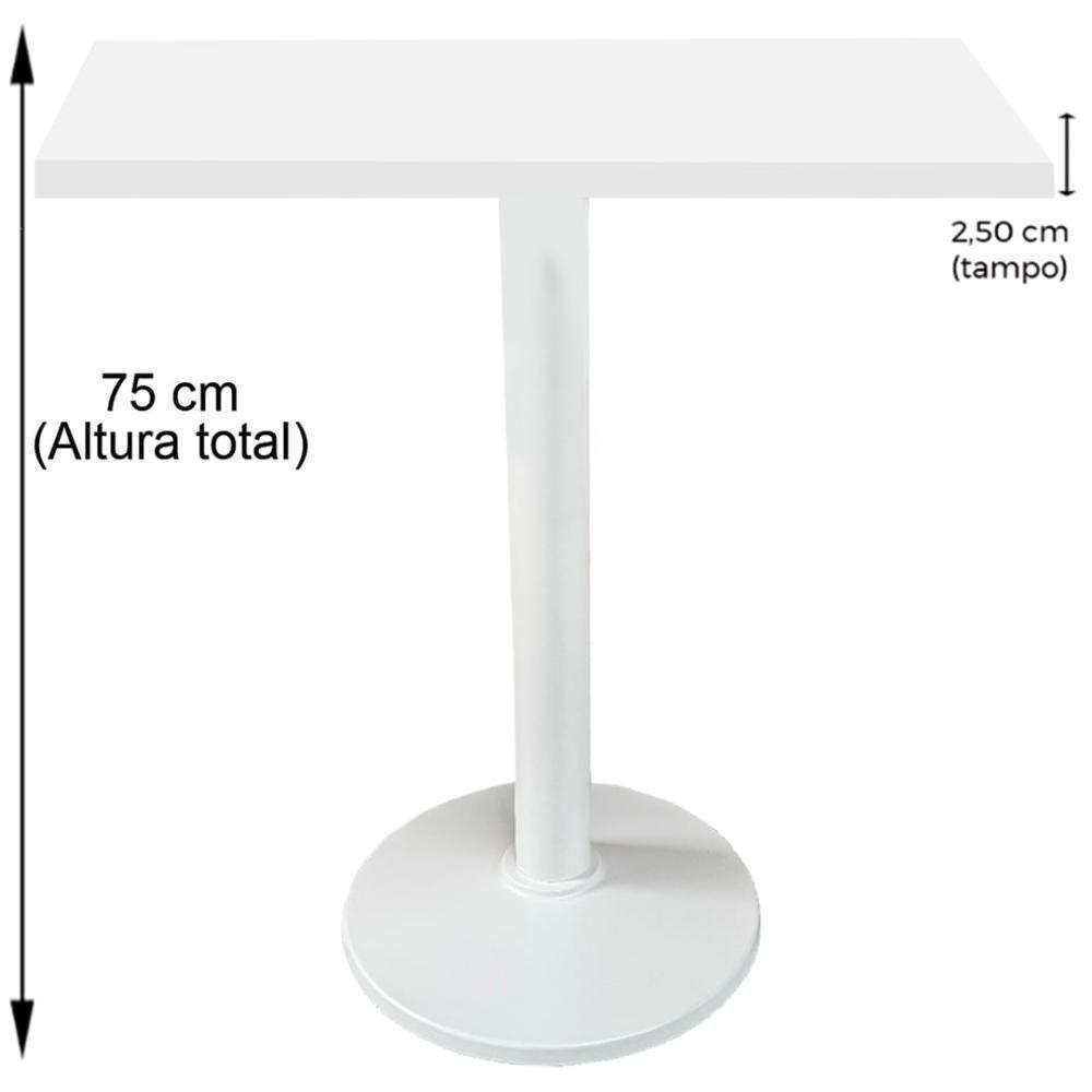 Mesa Zeta Ferro Branco 75 Cm (alt) Disco Redondo Tampo Mdp Quadrado 80 Cm (larg) X 2,50 Cm Alt Branco - 2