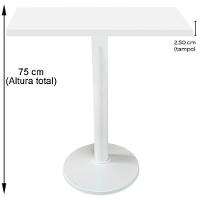 Mesa Zeta Ferro Branco 75 Cm (alt) Disco Redondo Tampo Mdp Quadrado 80 Cm (larg) X 2,50 Cm Alt Branco - 2