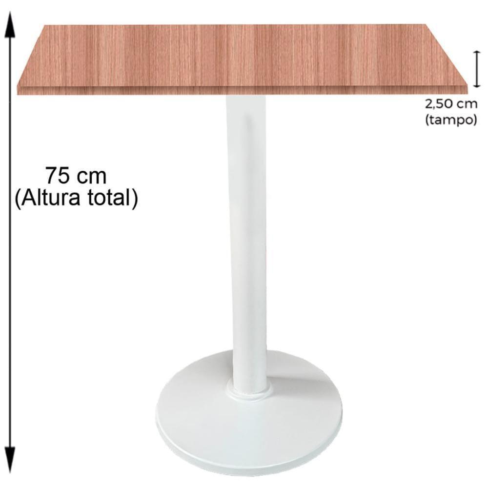 Mesa Zeta Ferro Branco 75 Cm (alt) Disco Redondo Tampo Mdp Quadrado 80 Cm Larg X 2,50 Cm Alt Noce Nat - 2