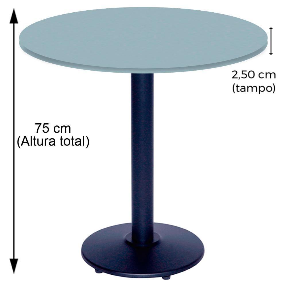 Mesa Zeta Ferro Preto 75 Cm (alt) Disco Redondo Tampo Mdp Redondo 60 Cm (larg) X 2,50 Cm (alt) Cinza - 2