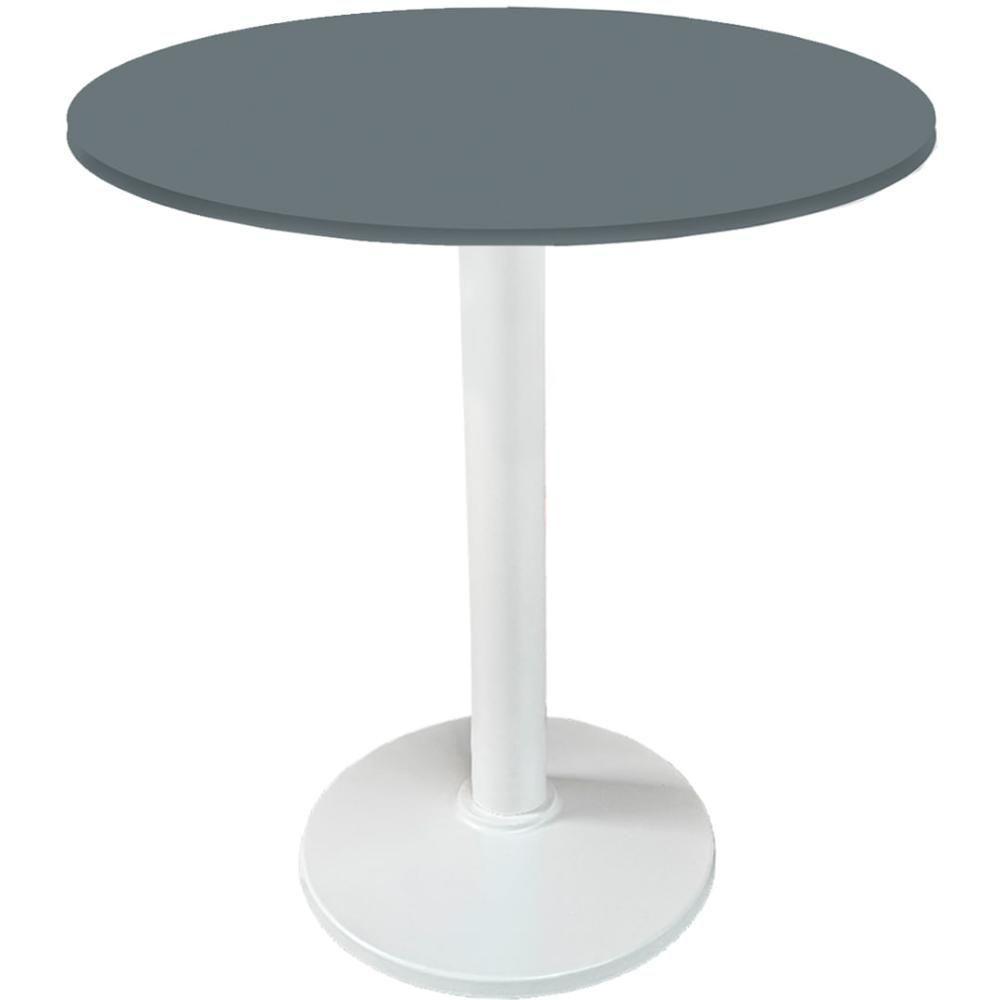 Mesa Zeta Ferro Branco 75 Cm (alt) Disco Redondo Tampo Mdp Redondo 80 Cm (larg) X 2,50 Cm Alt Grafito - 1