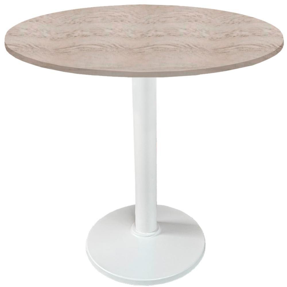 Mesa Zeta Ferro Branco 75 Cm (alt) Disco Redondo Tampo Mdp Redondo 60 Cm Larg X 2,5 Cm Alt Castanheira - 1