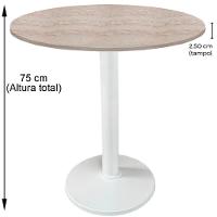 Mesa Zeta Ferro Branco 75 Cm (alt) Disco Redondo Tampo Mdp Redondo 60 Cm Larg X 2,5 Cm Alt Castanheira - 2