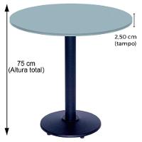 Mesa Zeta Ferro Preto 75 Cm (alt) Disco Redondo Tampo Mdp Redondo 80 Cm (larg) X 2,50 Cm (alt) Cinza - 2