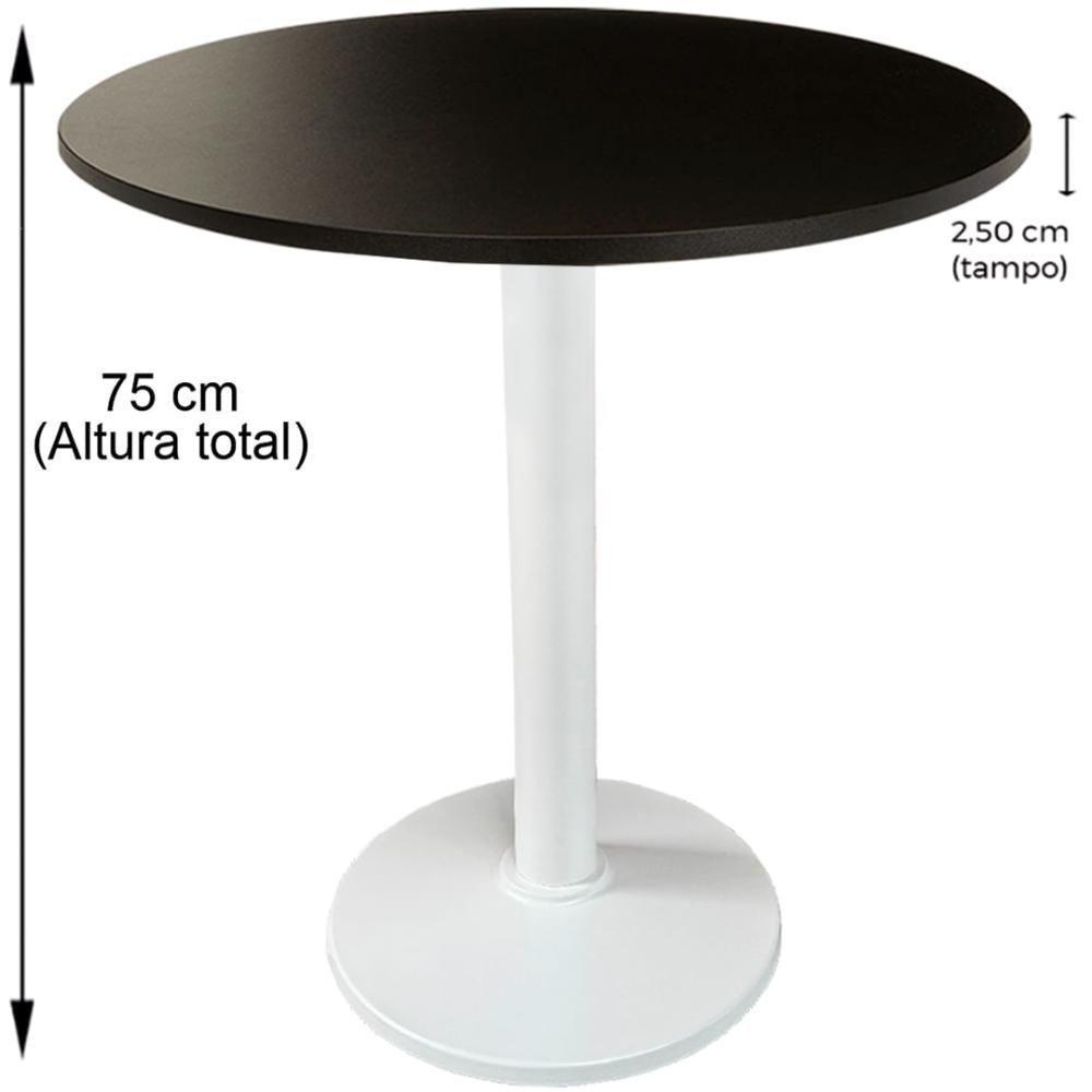 Mesa Zeta Ferro Branco 75 Cm (alt) Disco Redondo Tampo Mdp Redondo 70 Cm (larg) X 2,50 Cm (alt) Preto - 2