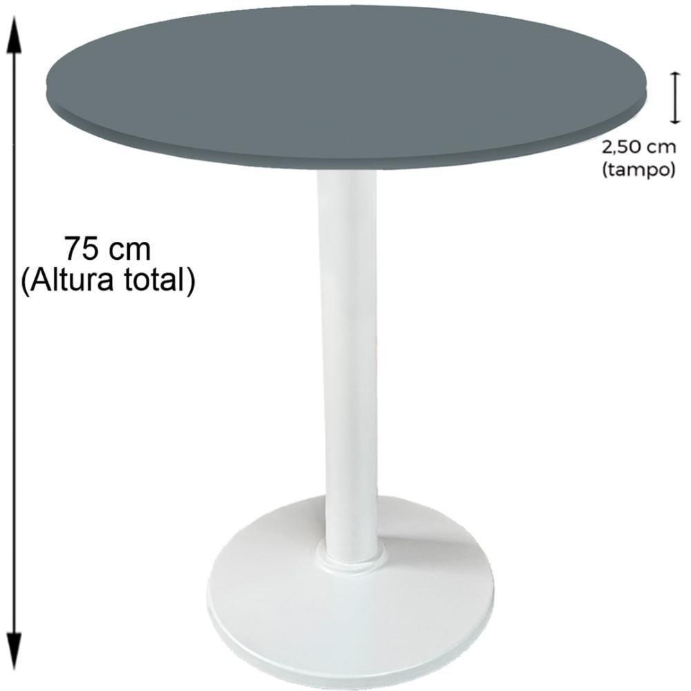 Mesa Zeta Ferro Branco 75 Cm (alt) Disco Redondo Tampo Mdp Redondo 70 Cm (larg) X 2,50 Cm Alt Grafito - 2