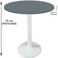 Mesa Zeta Ferro Branco 75 Cm (alt) Disco Redondo Tampo Mdp Redondo 70 Cm (larg) X 2,50 Cm Alt Grafito - 2