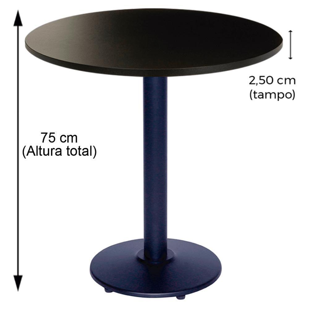 Mesa Zeta Ferro Preto 75 Cm (alt) Disco Redondo Tampo Mdp Redondo 70 Cm (larg) X 2,50 Cm (alt) Preto - 4