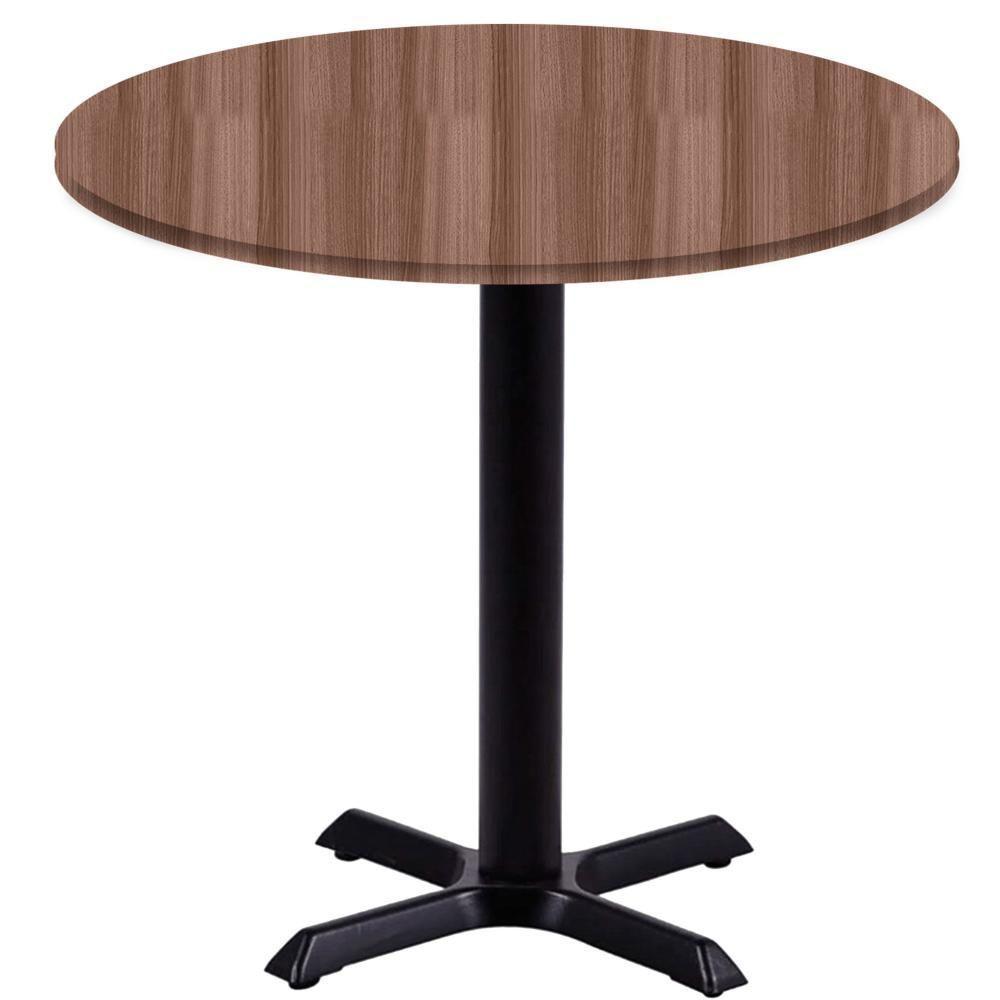 Mesa ômega Ferro Preto 74 Cm (alt) Base Em X Tampo Mdp Redondo 60 Cm (larg) X 2,50 Cm (alt) Walnut - 1