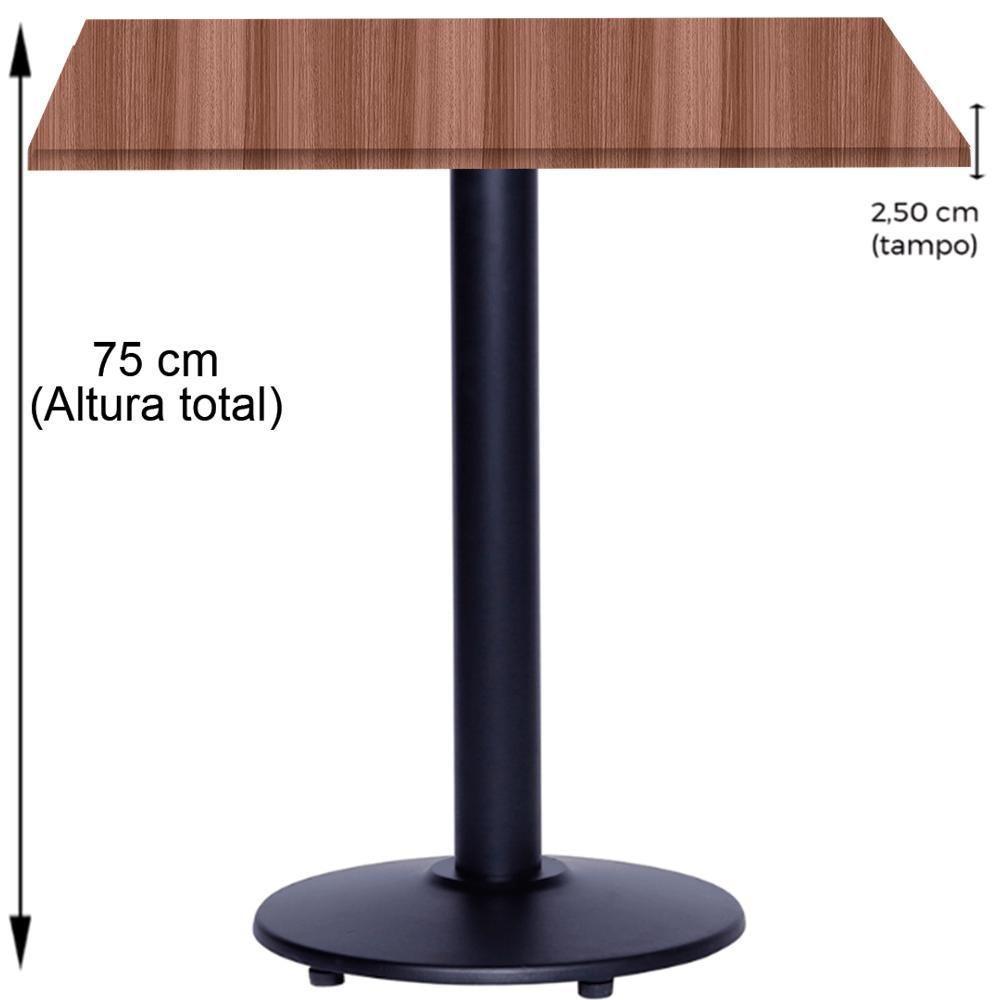 Mesa Zeta Ferro Preto 75 Cm (alt) Disco Redondo Tampo Mdp Quadrado 80 Cm (larg) X 2,50 Cm Alt Walnut - 2