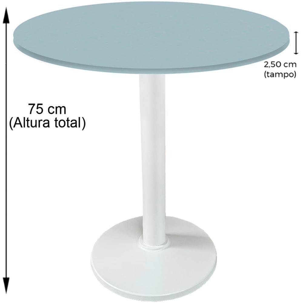 Mesa Zeta Ferro Branco 75 Cm (alt) Disco Redondo Tampo Mdp Redondo 60 Cm (larg) X 2,50 Cm (alt) Cinza - 2