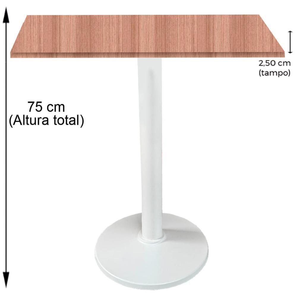 Mesa Zeta Ferro Branco 75 Cm (alt) Disco Redondo Tampo Mdp Quadrado 70 Cm Larg X 2,50 Cm Alt Noce Nat - 2