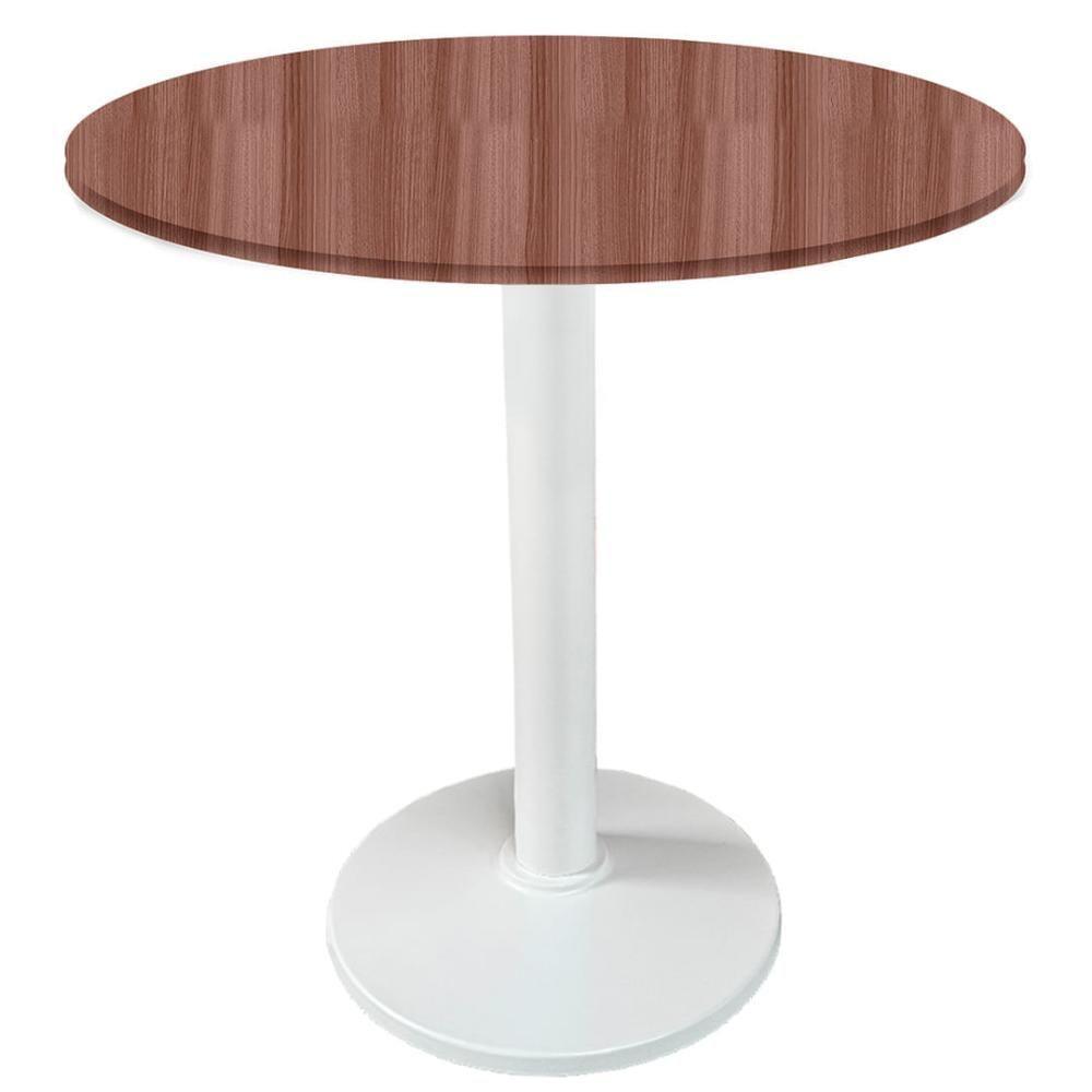 Mesa Zeta Ferro Branco 75 Cm (alt) Disco Redondo Tampo Mdp Redondo 60 Cm (larg) X 2,5 Cm (alt) Walnut - 1