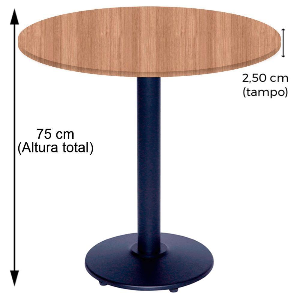Mesa Zeta Ferro Preto 75 Cm (alt) Disco Redondo Tampo Mdp Redondo 60 Cm Larg X 2,5 Cm (alt) Noce Nat - 2