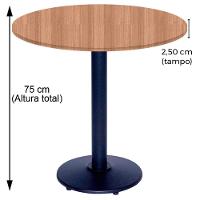 Mesa Zeta Ferro Preto 75 Cm (alt) Disco Redondo Tampo Mdp Redondo 60 Cm Larg X 2,5 Cm (alt) Noce Nat - 2