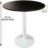 Mesa Zeta Ferro Branco 75 Cm (alt) Disco Redondo Tampo Mdp Redondo 80 Cm (larg) X 2,50 Cm (alt) Preto - 2