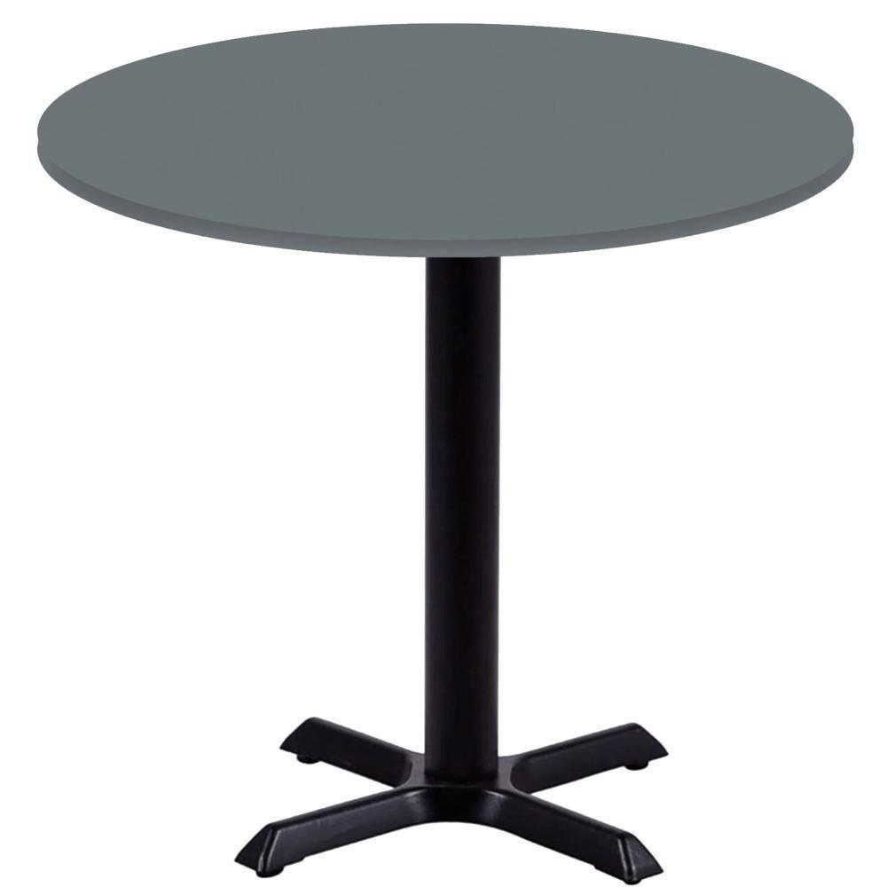 Mesa ômega Ferro Preto 74 Cm (alt) Base Em X Tampo Mdp Redondo 60 Cm (larg) X 2,50 Cm (alt) Grafito - 1