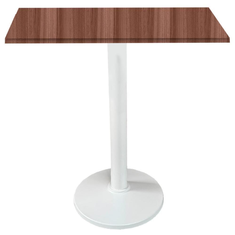 Mesa Zeta Ferro Branco 75 Cm (alt) Disco Redondo Tampo Mdp Quadrado 80 Cm (larg) X 2,50 Cm Alt Walnut - 1