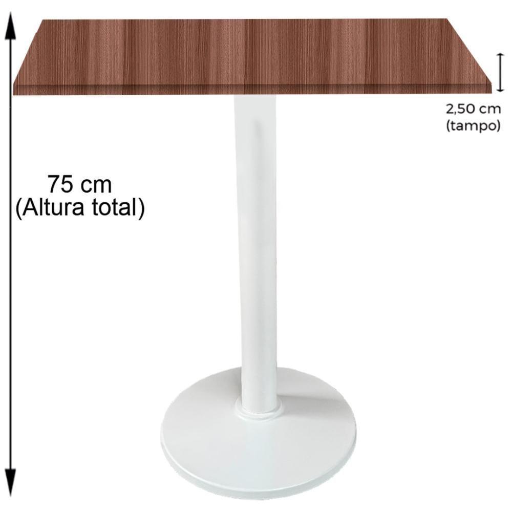 Mesa Zeta Ferro Branco 75 Cm (alt) Disco Redondo Tampo Mdp Quadrado 80 Cm (larg) X 2,50 Cm Alt Walnut - 2