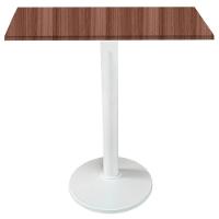 Mesa Zeta Ferro Branco 75 Cm (alt) Disco Redondo Tampo Mdp Quadrado 80 Cm (larg) X 2,50 Cm Alt Walnut - 1