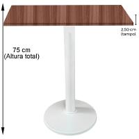 Mesa Zeta Ferro Branco 75 Cm (alt) Disco Redondo Tampo Mdp Quadrado 80 Cm (larg) X 2,50 Cm Alt Walnut - 2