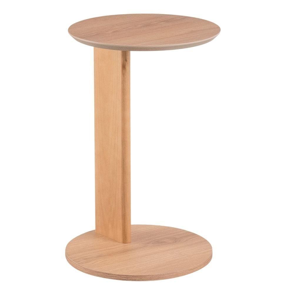 Mesa Lateral De Apoio Orgânica Chanfrada Artesano 35 Cm (larg) Mdp Hanover (mel) Pés Madeira Maciça - 1