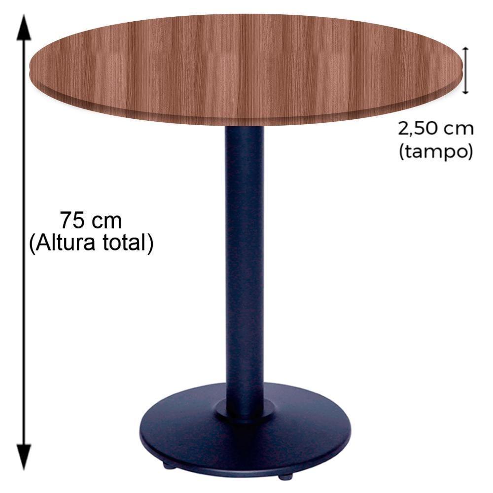 Mesa Zeta Ferro Preto 75 Cm (alt) Disco Redondo Tampo Mdp Redondo 80 Cm (larg) X 2,5 Cm (alt) Walnut - 2