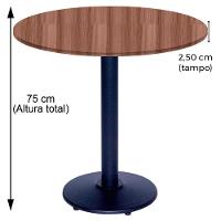 Mesa Zeta Ferro Preto 75 Cm (alt) Disco Redondo Tampo Mdp Redondo 80 Cm (larg) X 2,5 Cm (alt) Walnut - 2
