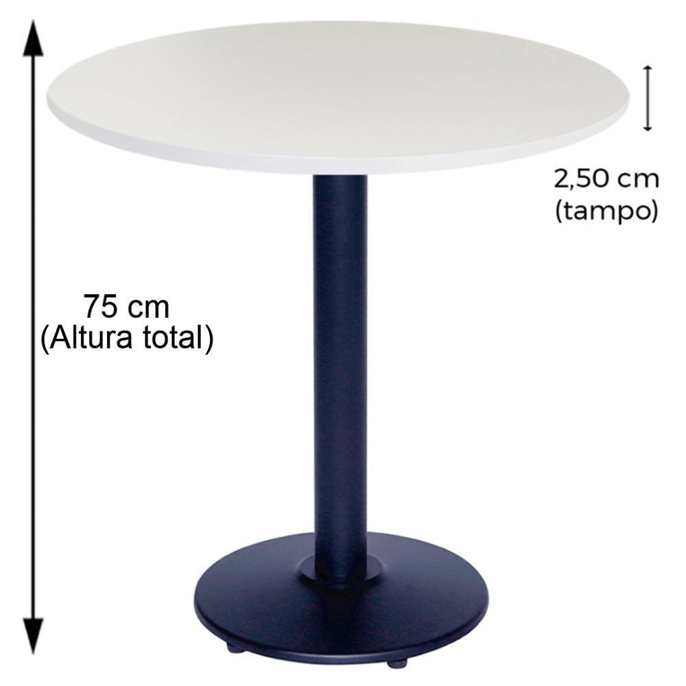 Mesa Zeta Ferro Preto 75 Cm (alt) Disco Redondo Tampo Mdp Redondo 70 Cm (larg) X 2,5 Cm (alt) Branco - 3