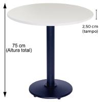 Mesa Zeta Ferro Preto 75 Cm (alt) Disco Redondo Tampo Mdp Redondo 70 Cm (larg) X 2,5 Cm (alt) Branco - 3