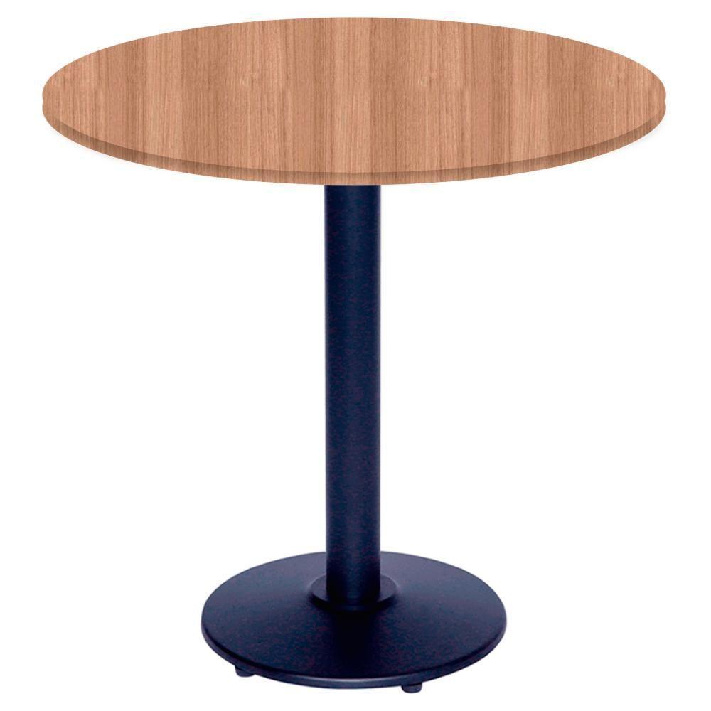 Mesa Zeta Ferro Preto 75 Cm (alt) Disco Redondo Tampo Mdp Redondo 80 Cm Larg X 2,5 Cm (alt) Noce Nat - 1