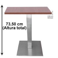 Mesa Alpha Inox 77,50 Cm (altura) Com Tampo Em Mdp Quadrado 70 Cm Imbuia - 6