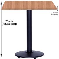 Mesa Zeta Ferro Preto 75 Cm (alt) Disco Redondo Tampo Mdp Quadrado 80 Cm Larg X 2,50 Cm Alt Noce Nat - 3