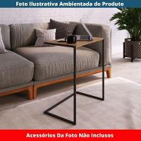 Mesa Lateral Apoio Sofá P/ Notebook Artesano 58 Cm (larg) Mdp Hanover (mel) Base Aço Carbono Preto - 2