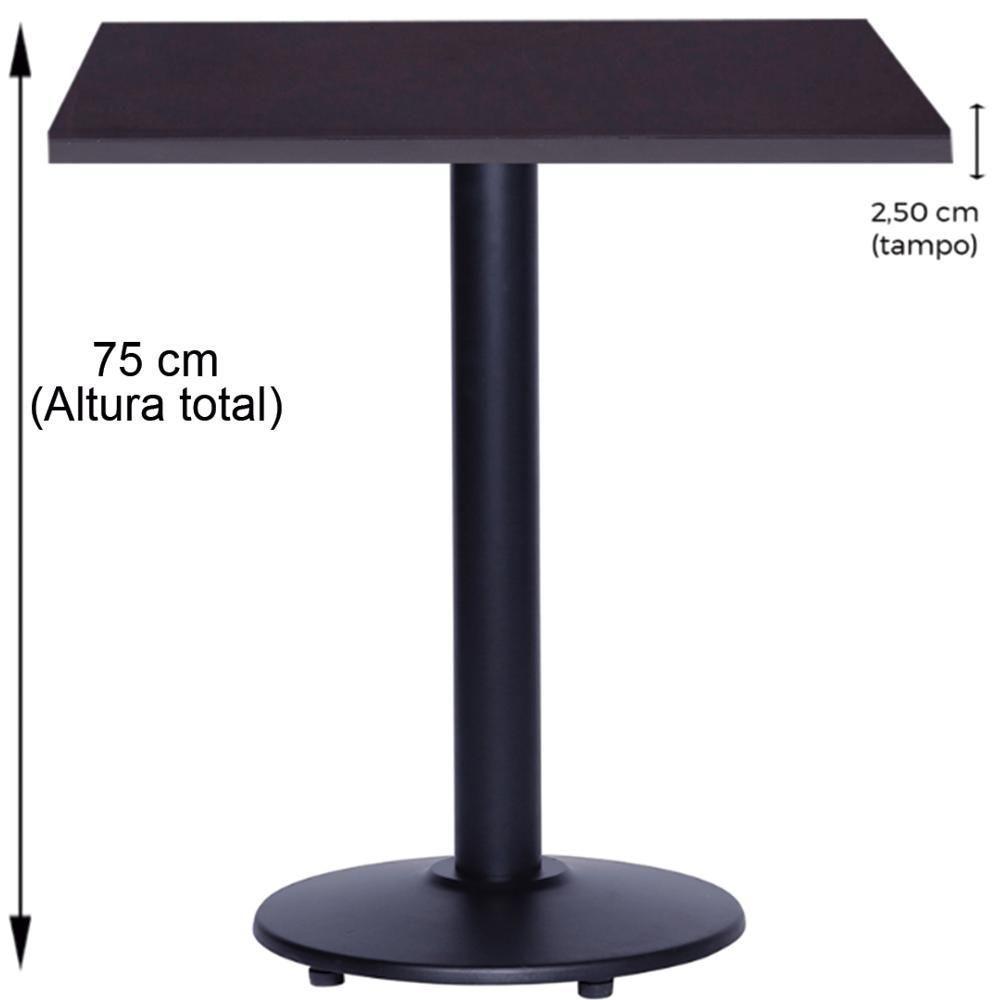 Mesa Zeta Ferro Preto 75 Cm (alt) Disco Redondo Tampo Mdp Quadrado 70 Cm (larg) X 2,5 Cm (alt) Preto - 2