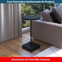 Mesa Lateral Redonda Artesano 35 Cm (larg) Tampo E Base Mdp Preto C/ Tubo Metálico Aço Carbono Preto - 2
