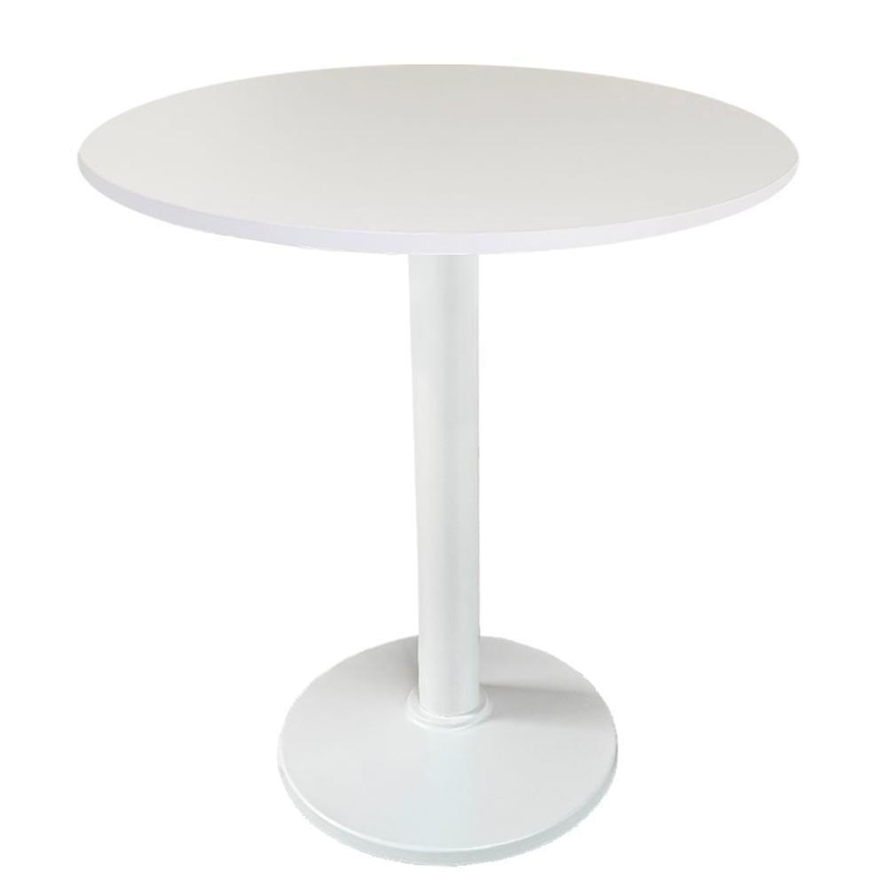 Mesa Zeta Ferro Branco 75 Cm (alt) Disco Redondo Tampo Mdp Redondo 70 Cm (larg) X 2,5 Cm (alt) Branco - 1