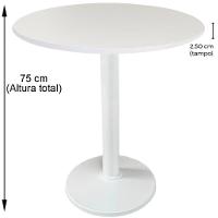 Mesa Zeta Ferro Branco 75 Cm (alt) Disco Redondo Tampo Mdp Redondo 70 Cm (larg) X 2,5 Cm (alt) Branco - 2