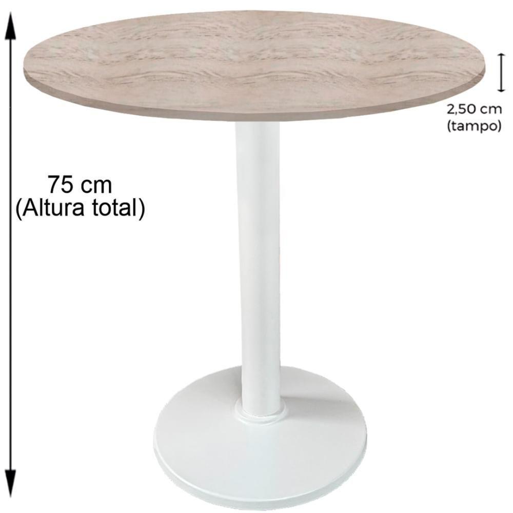 Mesa Zeta Ferro Branco 75 Cm (alt) Disco Redondo Tampo Mdp Redondo 80 Cm Larg X 2,5 Cm Alt Castanheira - 2