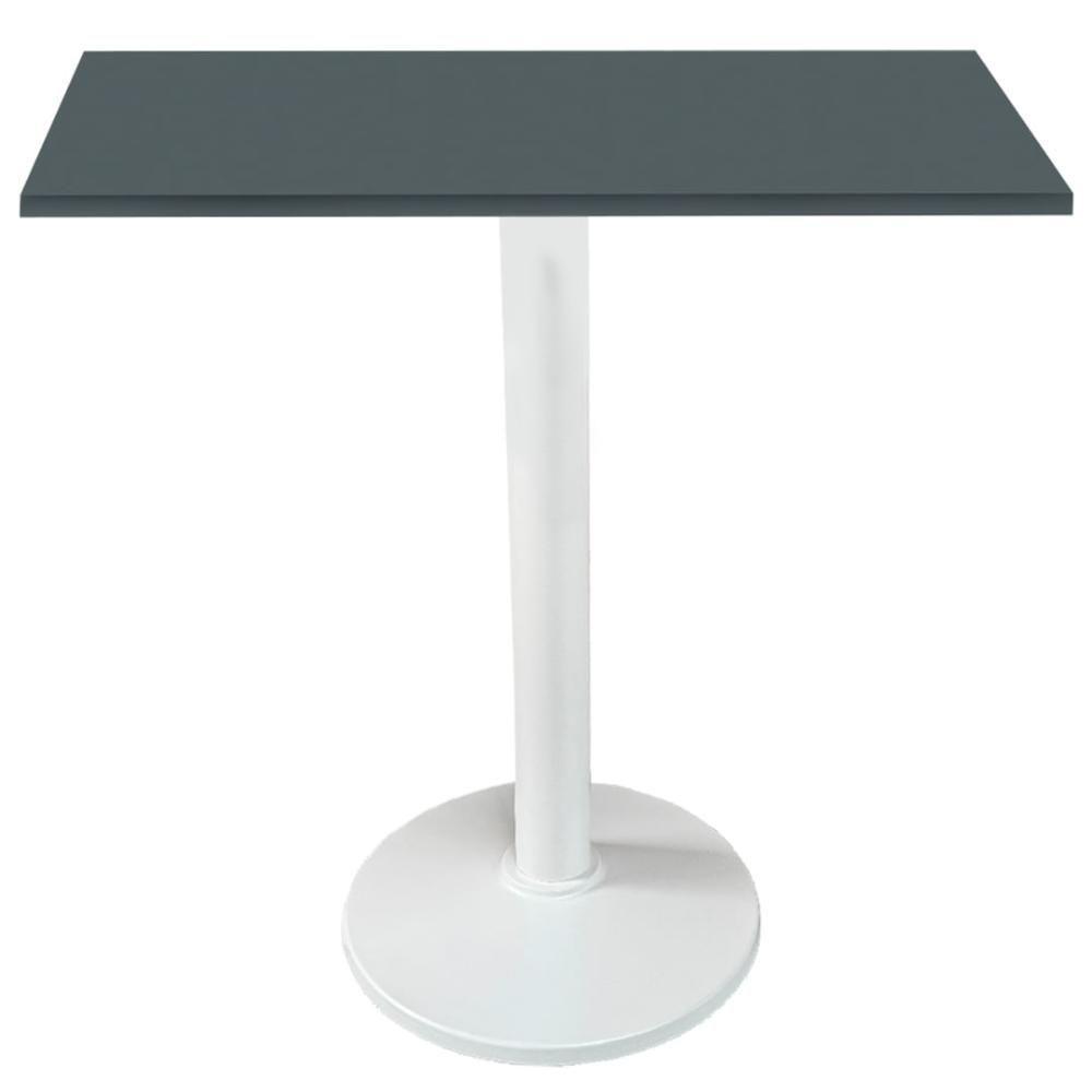 Mesa Zeta Ferro Branco 75 Cm (alt) Disco Redondo Tampo Mdp Quadrado 60 Cm (larg) X 2,5 Cm Alt Grafito - 1