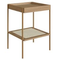 Mesa Lateral Apoio Oslo Artesano 43 Cm (largura) Mdp Hanover Palha Sintética Bege Pé Metal Dourado - 1
