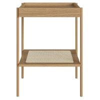 Mesa Lateral Apoio Oslo Artesano 43 Cm (largura) Mdp Hanover Palha Sintética Bege Pé Metal Dourado - 2