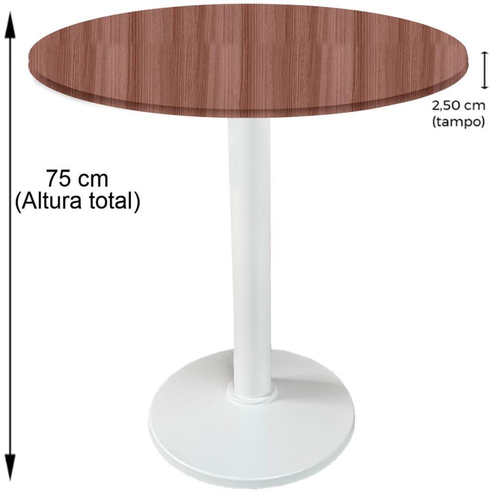 Mesa Zeta Ferro Branco 75 Cm (alt) Disco Redondo Tampo Mdp Redondo 80 Cm (larg) X 2,5 Cm (alt) Walnut - 2