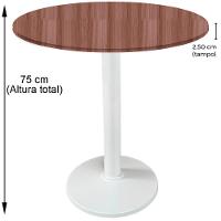 Mesa Zeta Ferro Branco 75 Cm (alt) Disco Redondo Tampo Mdp Redondo 80 Cm (larg) X 2,5 Cm (alt) Walnut - 2