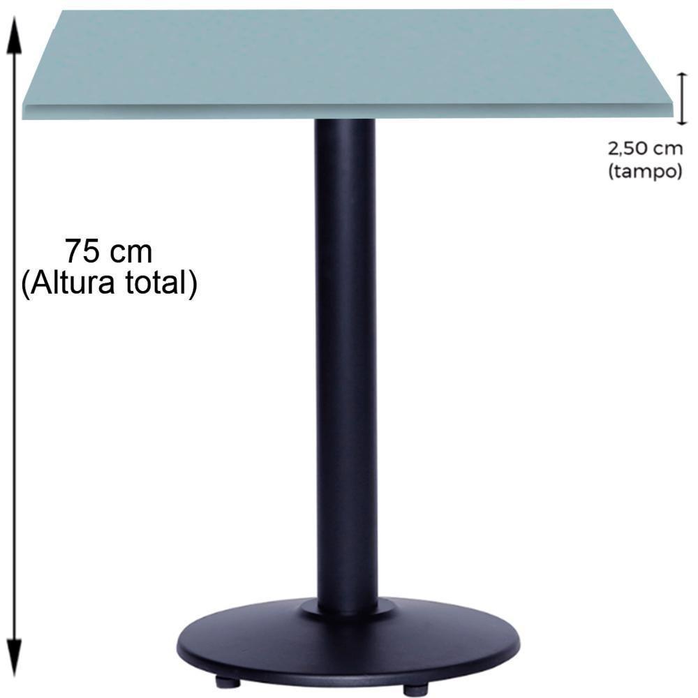 Mesa Zeta Ferro Preto 75 Cm (alt) Disco Redondo Tampo Mdp Quadrado 70 Cm (larg) X 2,5 Cm (alt) Cinza - 2