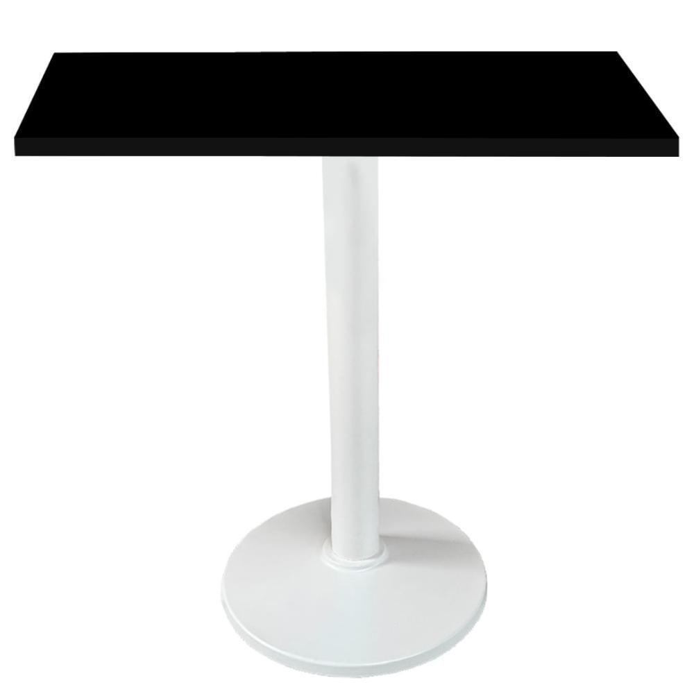 Mesa Zeta Ferro Branco 75 Cm (alt) Disco Redondo Tampo Mdp Quadrado 60 Cm (larg) X 2,5 Cm (alt) Preto - 1