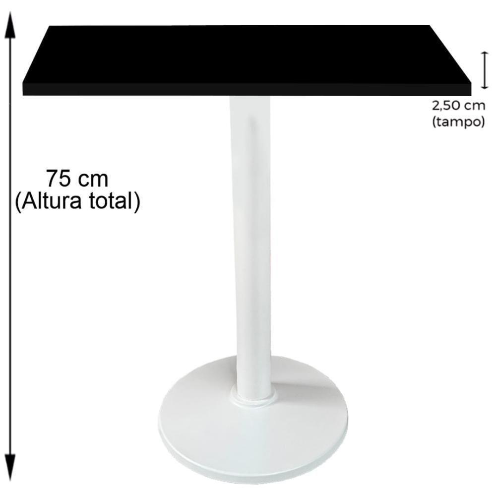 Mesa Zeta Ferro Branco 75 Cm (alt) Disco Redondo Tampo Mdp Quadrado 60 Cm (larg) X 2,5 Cm (alt) Preto - 2