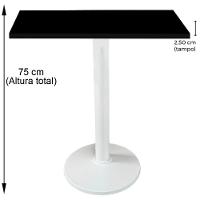 Mesa Zeta Ferro Branco 75 Cm (alt) Disco Redondo Tampo Mdp Quadrado 60 Cm (larg) X 2,5 Cm (alt) Preto - 2